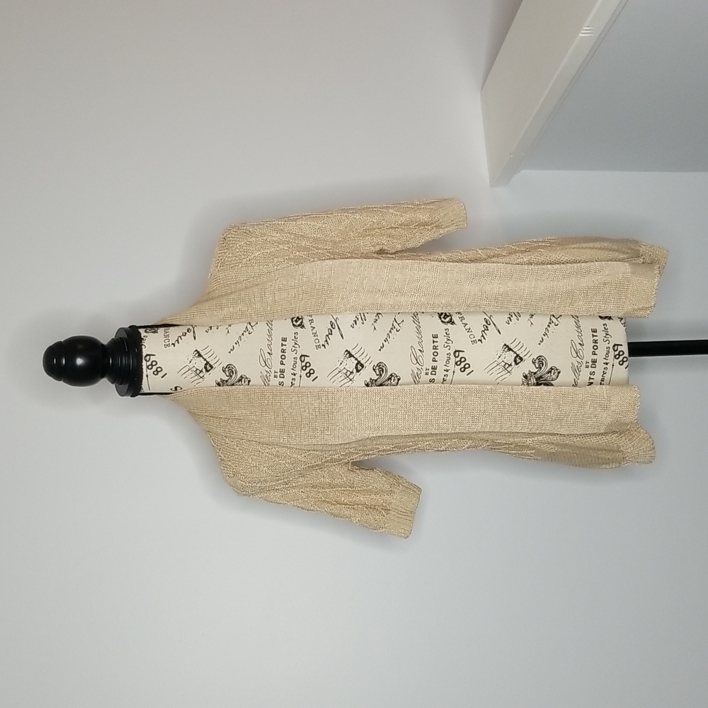 A. Giannetti Cream Open-Front Short-Sleeve Cardigan
